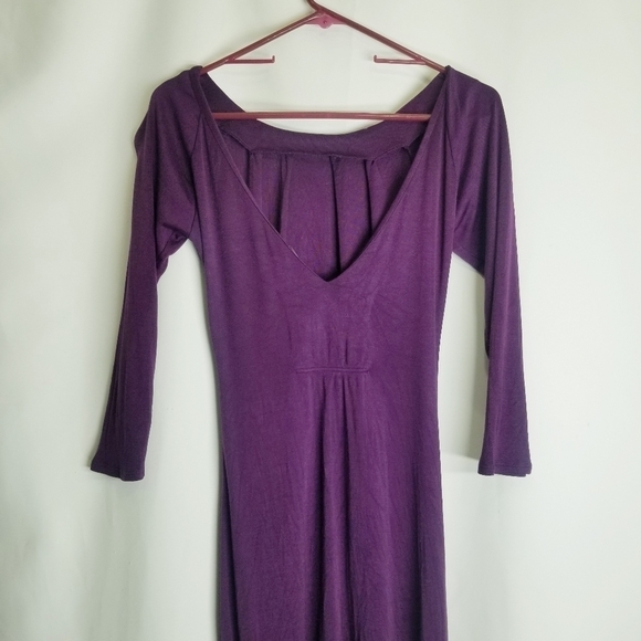Ted Baker Dress Purple Knee Length 3/4 sleeve Low gathered Back Silk Pull Over 2 - Picture 11 of 14